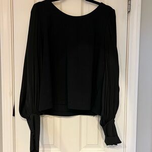 Anthropologie Elegant Black Blouse with Pleated Sleeves